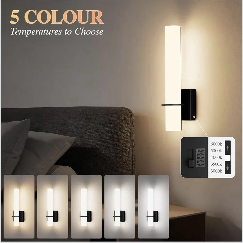 Klighten Hardwired Black Wall Sconces Set of Two Modern Bathroom Sconce